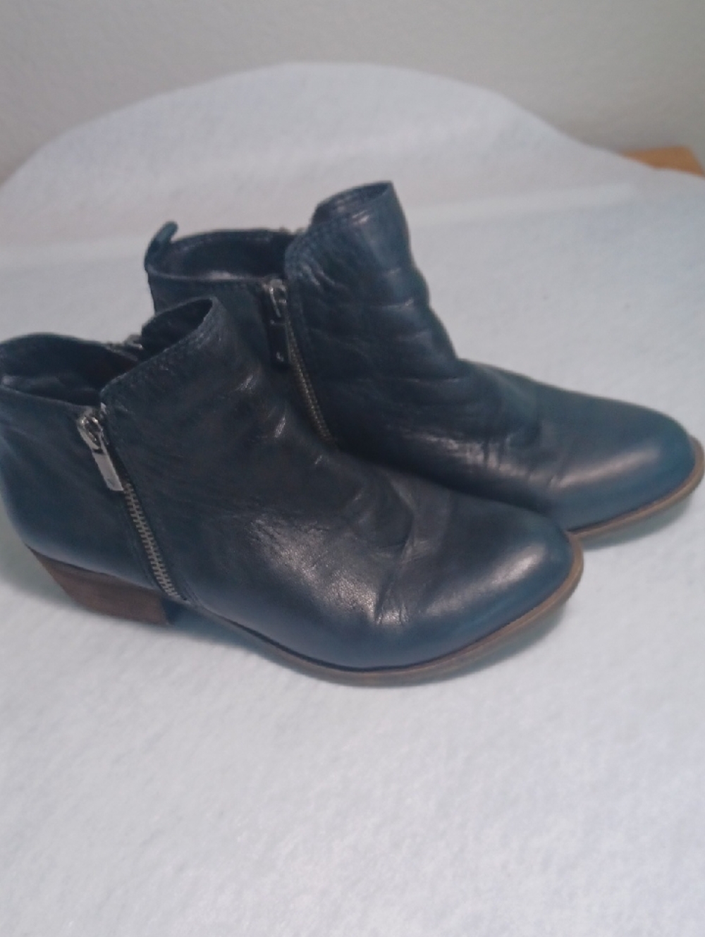 Lucky Brand Teal Leather Side-Zip Ankle Boots